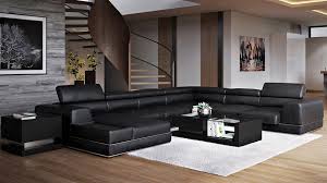 zuri furniture wynn black leather sectional sofa with adjule headrests right chaise