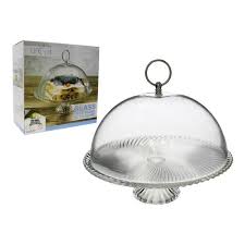 Glass Serving Tray With Dome And Lid