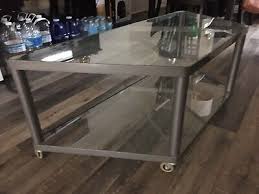 Ikea Rolling Tv Stand Gray Metal Glass