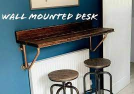 Rustic Wall Mounted Desk Supported By 4