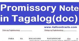 Tagalog english, agreement letter, agreement sample. Promissory Note In Tagalog Sample Form Doc Sample Contracts