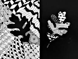 In this zentangle reflections art lesson, students will design a zentangle drawing creating positive and negative space using the silhouette of an animal or leaf. Zentangle Art Lesson For Middle School Kids Leah Newton Art
