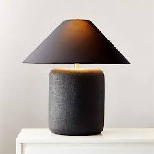 Block Black Lacquered Linen Table Lamp