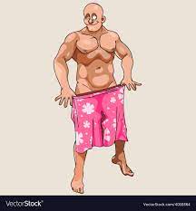 Cartoon naked man winks and covered shorts Vector Image