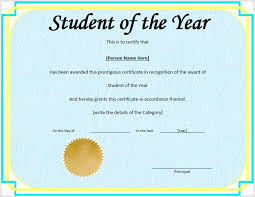 Student Of The Year Certificate Template Microsoft Word