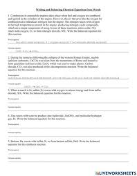 Balancing Chemical Equations Worksheets