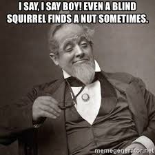 I Say, I SAY BOY! EVEN A BLIND SQUIRREL FINDS A NUT SOMETIMES. - 1889 [10]  guy | Meme Generator