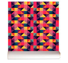 Compre online tecidos a metro. Tecido Adesivo De Parede Triangulos Coloridos 1m X 47cm No Elo7 Panoteria C0840d