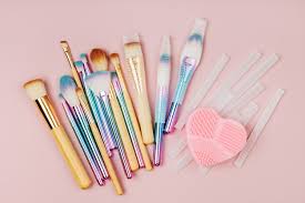 various makeup brushes with brush