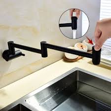 Black Pot Filler Kitchen Faucet Wall