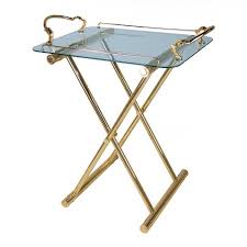 Folding Table In Brass And Glass