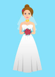 bride with flower bouquet clip art