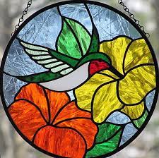 Stained Glass Hummingbird Round