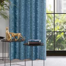blue velvet curtains with cut out