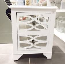 2 drawer wood mirrored bedside table