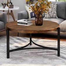 Round Coffee Table Metal Frame Wood