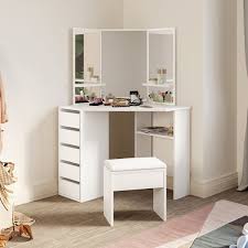 white dressing table makeup desk with