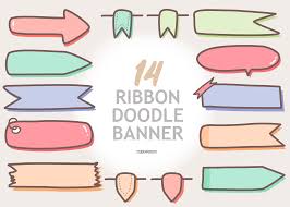ribbon doodle banner stickers graphic