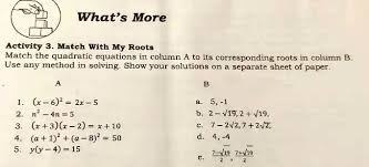 Roots Match The Quadratic Equations