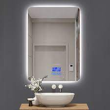 H frameless rectangular bathroom vanity mirror in silver. China Led Lighted Vanity Mirror Bathroom With Bluetooth Speaker Anti Fog Anti Water Bath Mirrors China Led Mirror Led Backlit Mirror