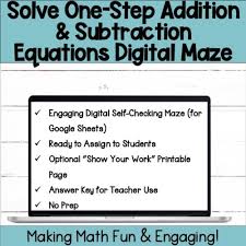 Subtraction Equations Digital Activity