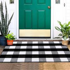 hand woven cotton plaid outdoor rug