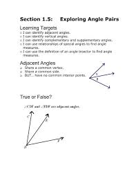 exploring angle pairs learning targets