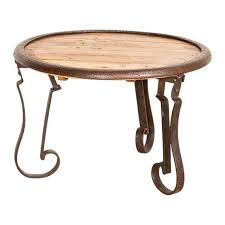 Side Table With Rustic Iron Base At 1stdibs