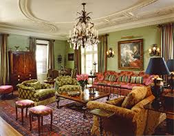 victorian living room with green walls