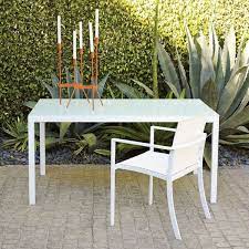 Modern White Glass Top Outdoor Table
