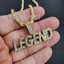 jewelry iced gold pt legend pendant