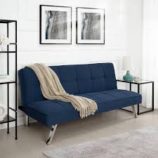 Homestock Blue Modern Futon Sofa Bed