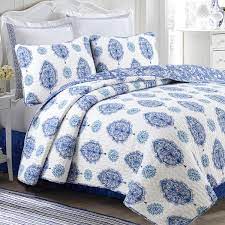 Blue Cotton King Quilt Bedding Set