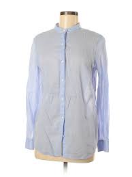 Details About Lacoste Women Blue Long Sleeve Button Down Shirt 40 Eur