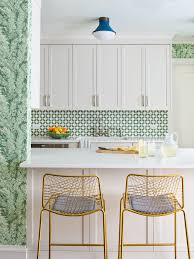 white kitchen with a pop of color