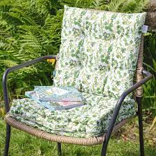 Set Of 2 Botanical Seat Pads Cotton Tie