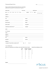 Focus Clinic Questionnaire Personal Data Form 2017 Page 1
