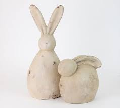 Garden Rabbit Sculptures Set Of 2