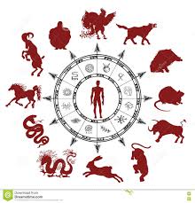 Astrology Chart With Silhouettes Of Chinese Zodiac Animals