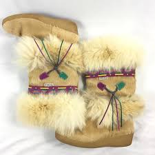 Vintage Tecnica Skandia Navajo Boho Goat Fur Boots