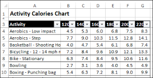 Excel Calorie Burn Calculator