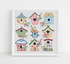 Sorry, we could not translate this listing to russian. Bird House Sampler Cross Stitch Pattern