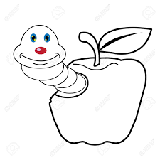 1) if you have javascript enabled you can click the print link in the top half of the page and it will automatically print the coloring page only and ignore the advertising and navigation at the top of the page. Larva Worm And Apple Cartoon Coloring Page For Toddle Royalty Free Cliparts Vectors And Stock Illustration Image 77604402