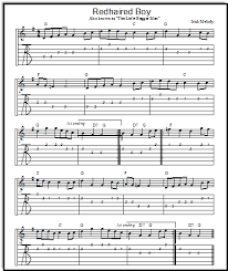 Free Fiddle Sheet Music Redhaired Boy With Guitar Tabs And