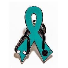 doctor cal teal ribbon pin for