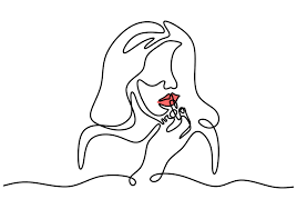 long haired woman using red lipstick