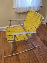 We build premium director's chairs and personalized canvas with quality and comfort. Vintage Aluminum Webbed Folding Rocking Lawn Chair Yellow Picnics Porch Camping For Sale Online