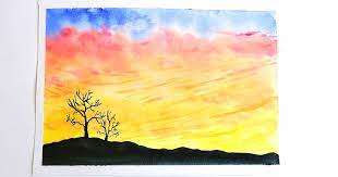 To Paint An Easy Sunset Tree Scenery