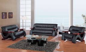 black leather 3pc modern living room