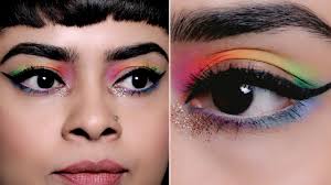 easy rainbow cut crease eye makeup look
